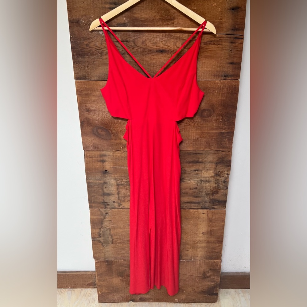 Topshop red side cutout dress